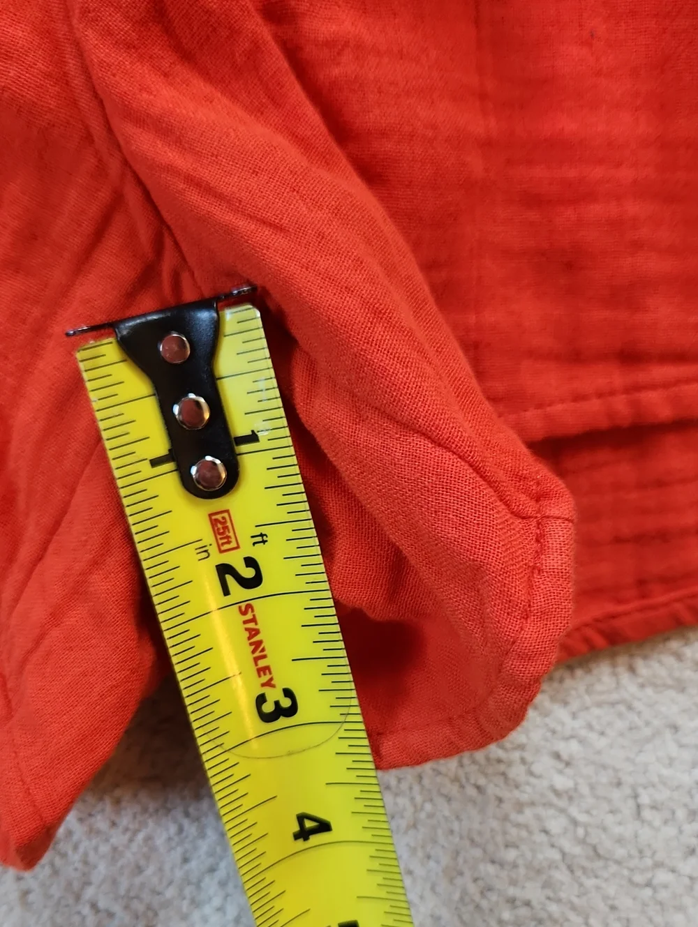 High-Waisted Crinkle Gauze Shorts Large Orange NWT